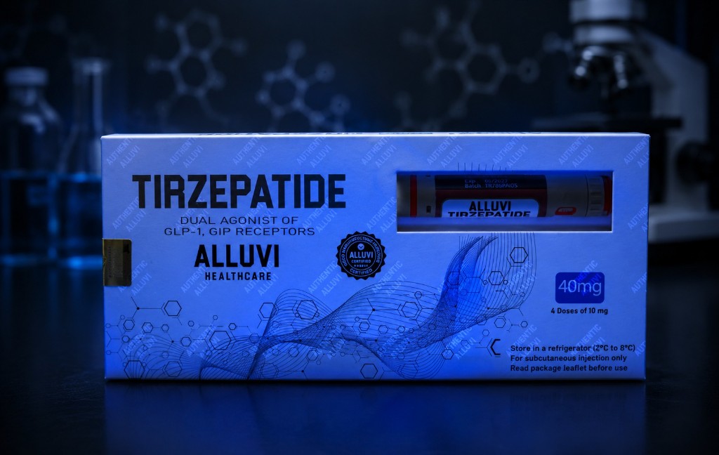 Alluvi Tirzepatide 40 mg kit in lab setting